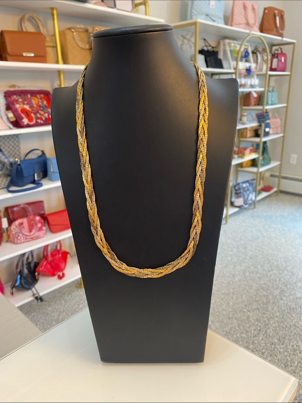 Korea Braided Three-Tone Metallic Necklace — Gold and Silver